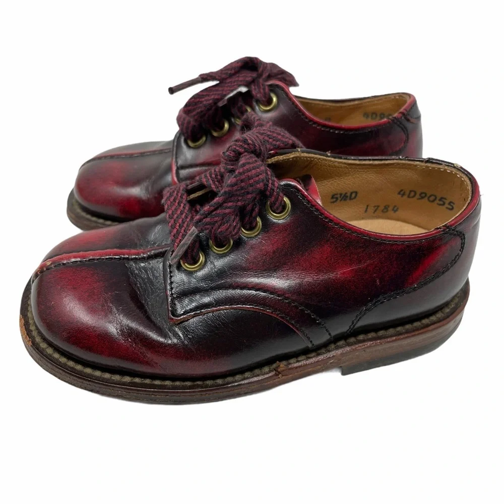 Vintage FALKNER'S All Leather‎ Tie Shoes Reddish Black size 151/2D(infant)